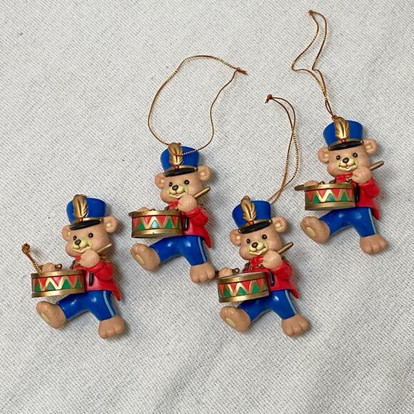 1995 Matrix Industries Little Drummer Bear Christmas Ornament Set of 4 - Picture 4 of 9